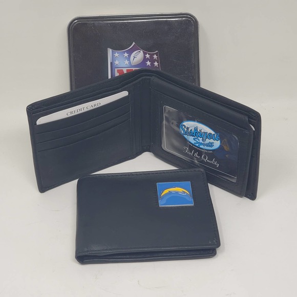 NFL Pewter Logo Leather Bi-fold Wallet - Los Angeles Chargers - Picture 3 of 3